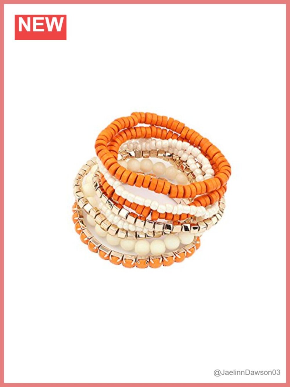 Boho Stretch Bracelet Set Wood Cube Alloy Beads Stackable Bangles
